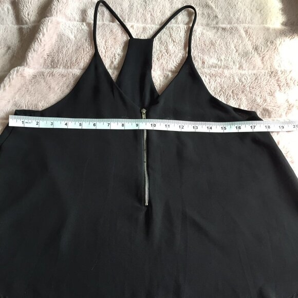 Black 2 Layer Sheer Camisole With Front Zipper - Picture 6 of 7